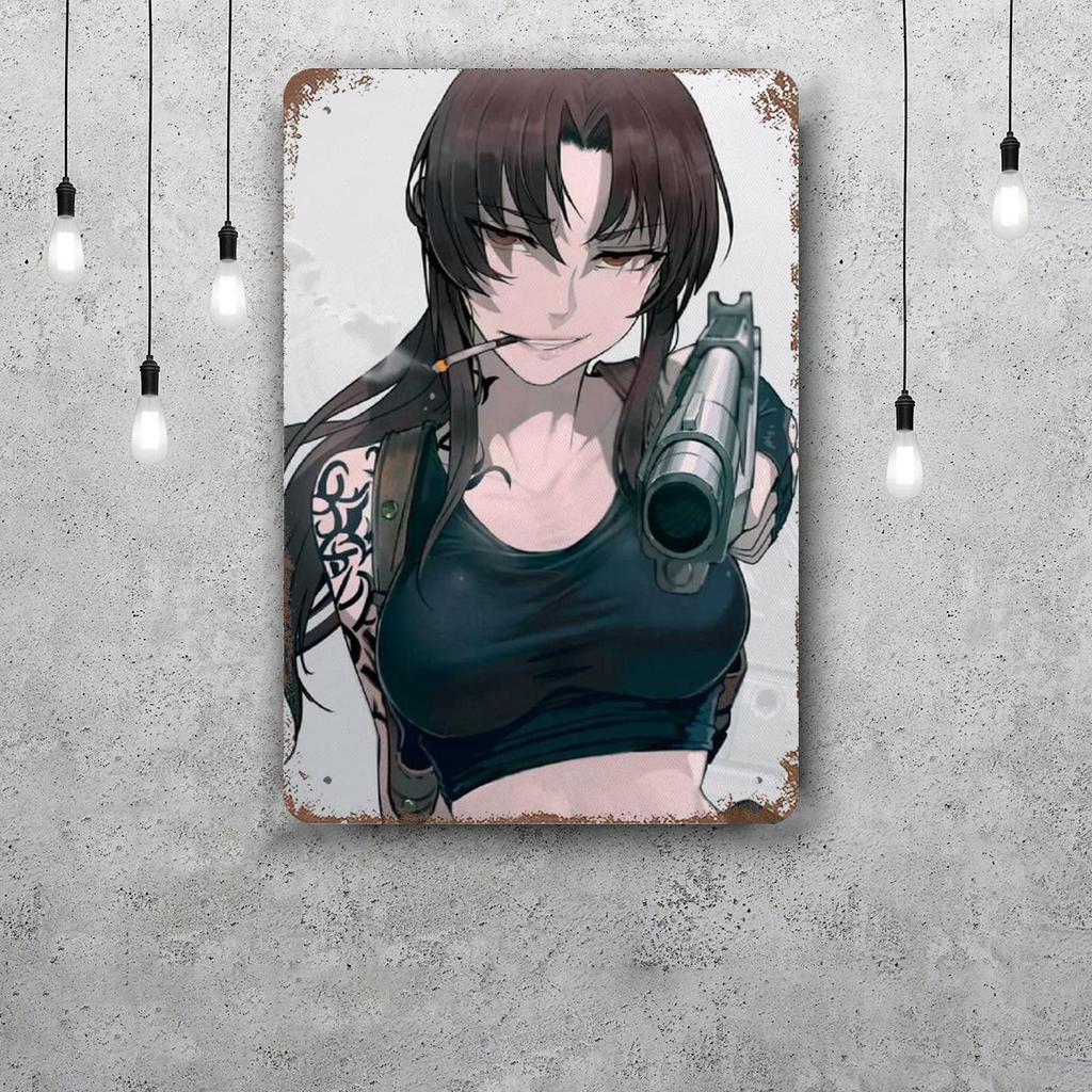 revy black lagoon Funny Bar Metal Sign Retro Plaque Sign Alcohol Drinker Pub Club Man Cave Kitchen Wall Decoration