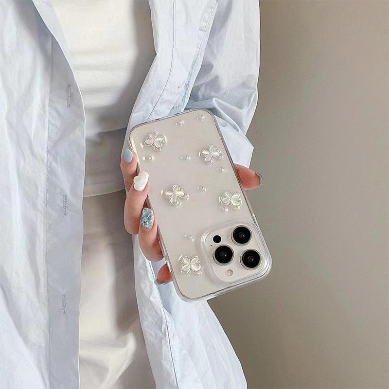 Silver Pearl Ins Wind Butterfly Phone Case for IPhone 16 Promax Transparent Flash Powder for Apple 15 Creative 17 Pro