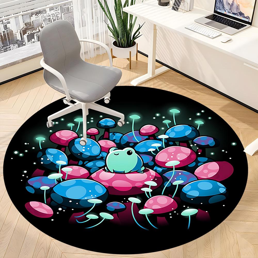 1pc Mushroom Fantasy Office Round Area Rug, Under Office Chairs Bedroom Living Room Home Decor, Room Deco, Available in Various Sizes