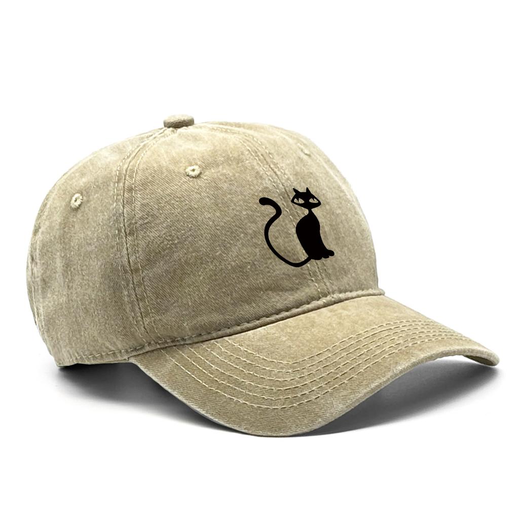 Casual Snapback Caps Cute Black Cat Hat For Man Adjustable Buckle Distressed Adjustable Sun Hat Perfect For Camping