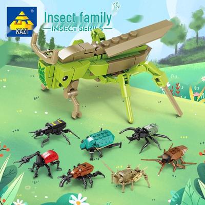 KaiZhi Insect Building Blocks: Grasshopper, Beetle, Cricket Model 8-Box Set for Kids, Interlocking Assembly Toy