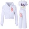 3 Stück/Set Kinder Mädchen Lily Lovebraids Cartoon-Aufdruck Kapuzen-Sportfleece Freizeit-T-Shirt Oberteil Hosen Jacken Sets