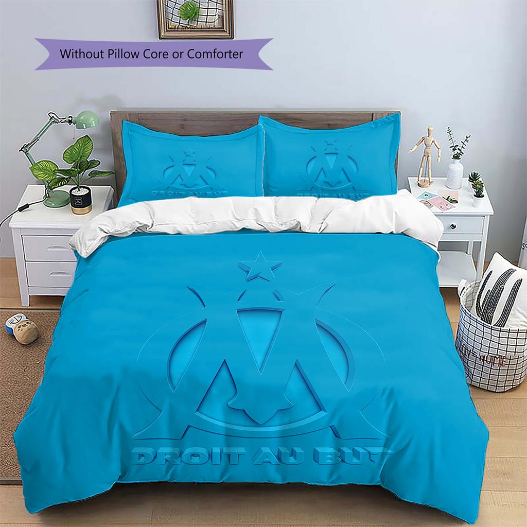 Olympique De Marseille Pattern Bedding Home Decoration Birthday & Festival Gift (1 * Duvet Cover + 2 * Pillowcase, Without Core)