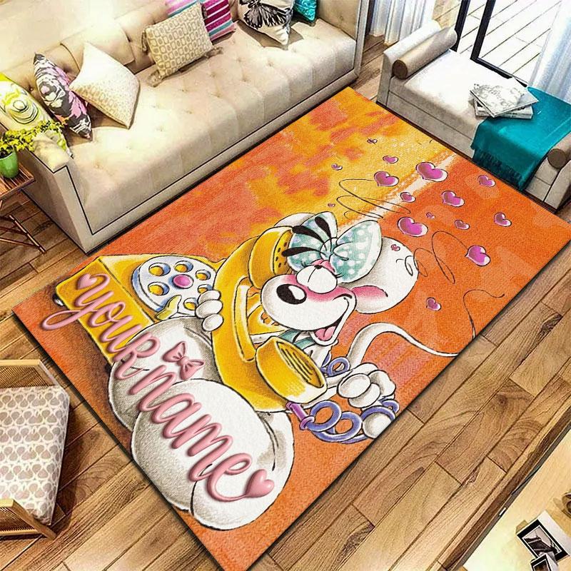 Diddl Custom Name Carpet Rug for Living Room Bedroom Home Sofa Decoration,Kids play Non-slip Floor Mat