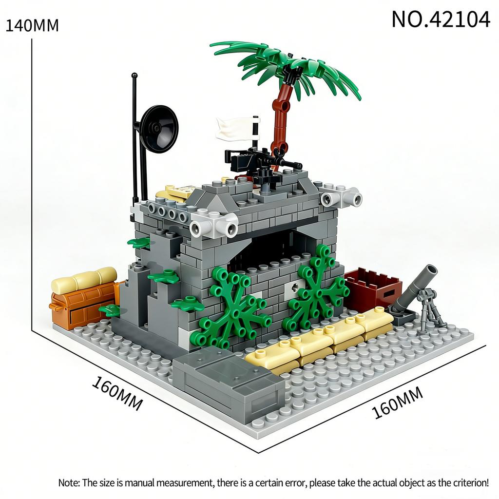 158 Klocków MOC Seria Wojskowa Scena Bunkeru Wojskowego w Dżungli Klocki Budowlane