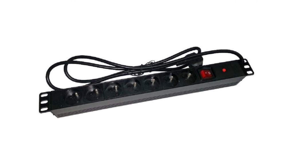 19 Inch Rackmount Power Strip PDU 7 X Cee 7/5 Socket Cee 7/7 Plug With Circuit Breaker And Fuse