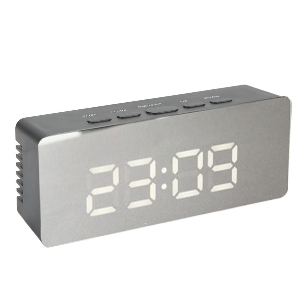 Digital Clock LED HD Large Screen Display Mirror Technology Black Battery Plug In Digital Alarm Clock for Home