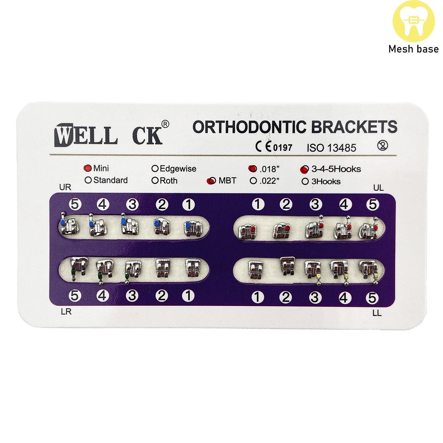 

10 упаковок стоматологических ортодонтических металлических брекетов, кронштейн Mini Roth/MBT/Edgewise Slot 0,022 0,018, крючки 3-4-5, кронштейн для стоматолога MBT 018 Hooks 345