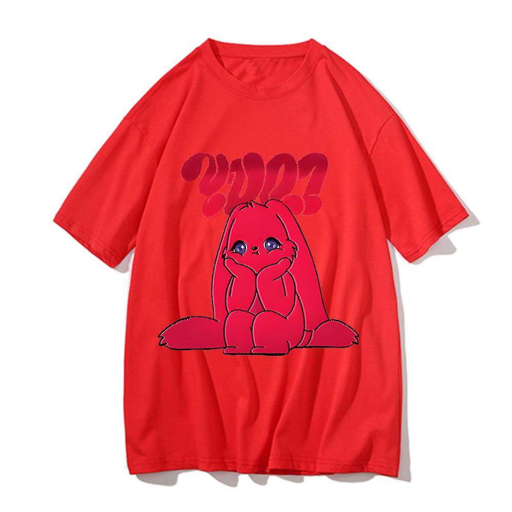 Yuqi 1st Mini Album YUQ1 T-shirt Same Rabbit Pattern Printing Tee-shirt Kawaii Fashion O Neck Cotton Tops Tshirt Couples Clothes