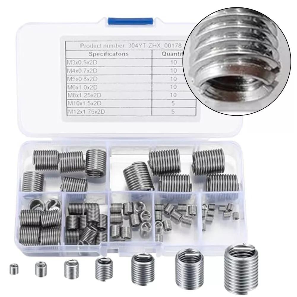 Repair Threads Easily with 60pcs Stainless Steel Helicoils for Various Sizes