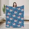 Vintage Christmas Tossed Pattern Dark Red Blanket Warm Soft Plush Throw for Kids Bedding Outdoor Bedspread Cover