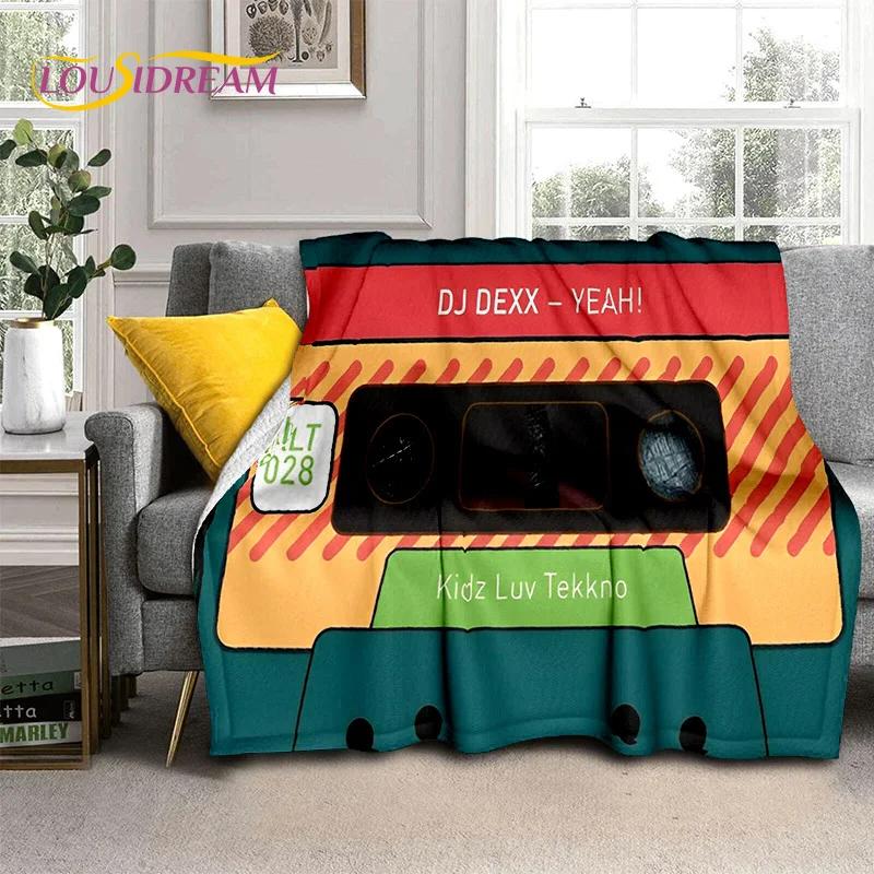 Padrão de Fita Cassete de Música Retrô Manta 3D, Manta Macia para Casa Quarto Cama Sofá Piquenique Viagem Escritório Cobertura Manta Criança