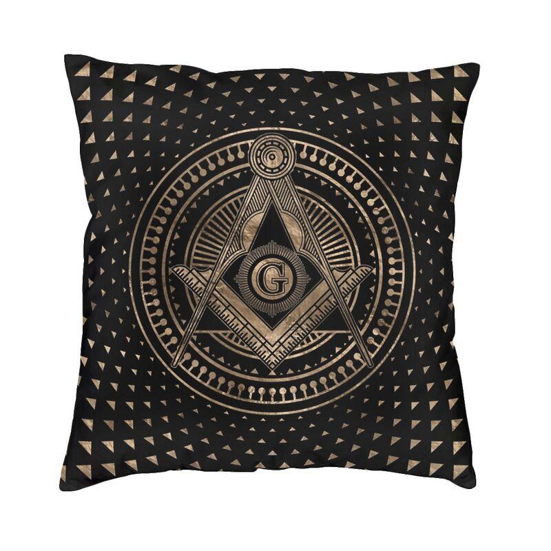 Square Compass And Checkers Pillow Covers Decoration Modern Masonic Freemason Cushion Decoration Salon Square Pillowcase