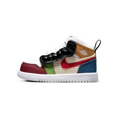 Air  1 Mid Alt SE GC Antypoślizgowe Amortyzacja Trwałe Buty do Koszykówki Retro Mid-Top Trampki Dziecięce Biało-Czerwone DR6961-100