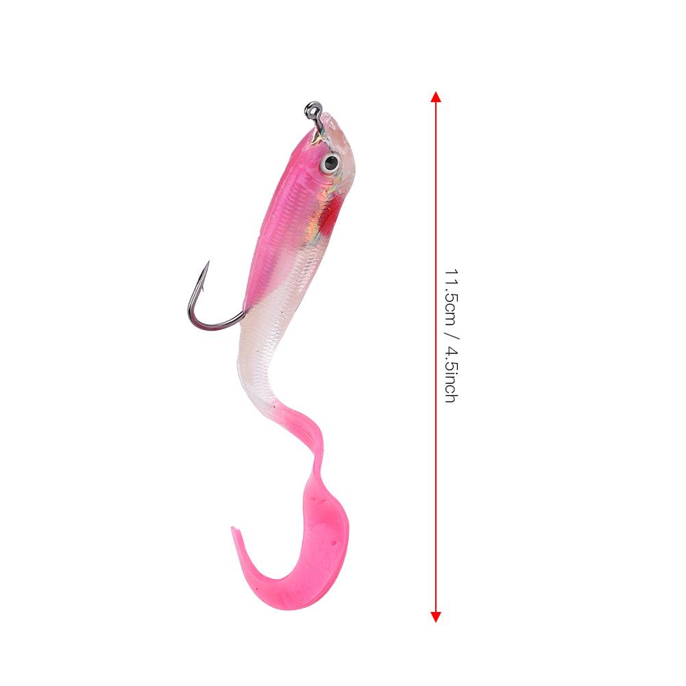 5PCS Fish Lures Artificial Fake Bait Soft Lures Seabass Fishing Tackle with Hook SO050-3