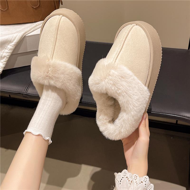 Women Fluffy Snow Boots New Plush Warm Platform Shoes for Women Winter Indoor Slippers Outdoor Non-slip Cotton Shoes Women