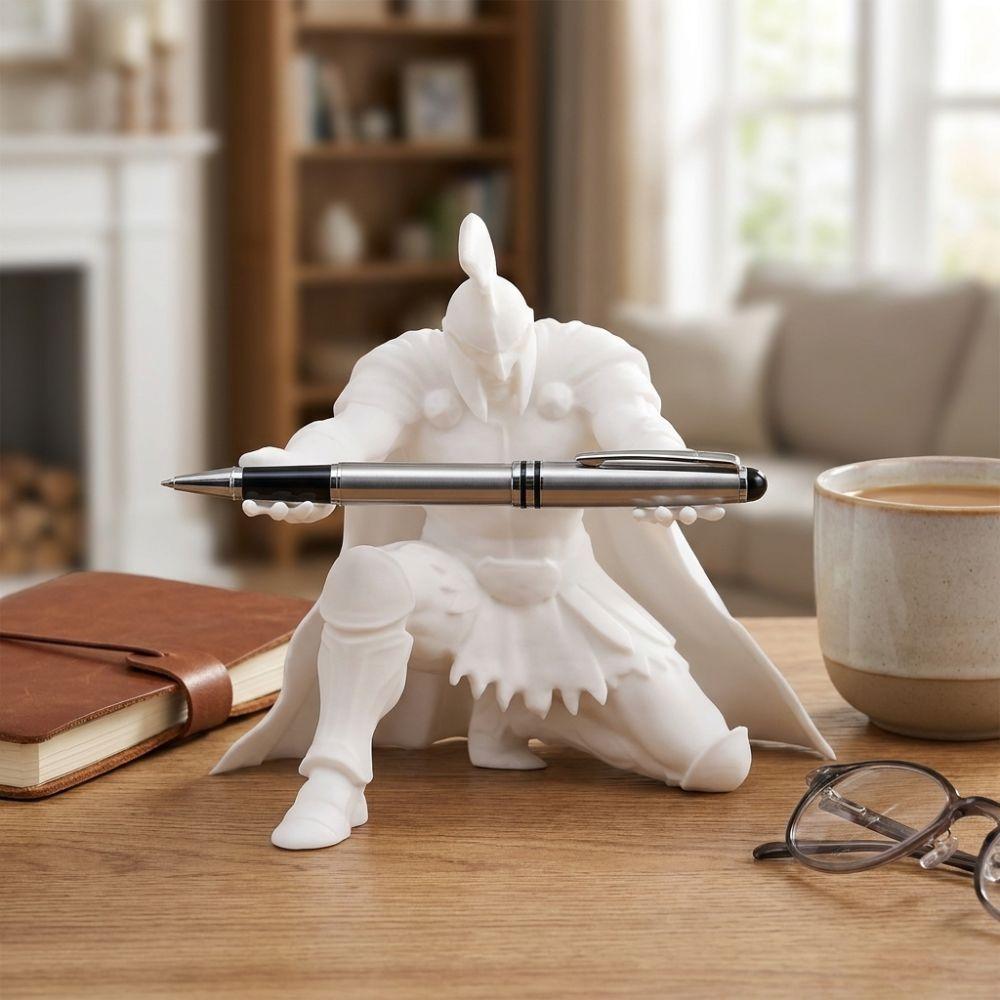 3D Printed Kneeling Knight Pen Rack Vintage Roman Gladiator Pen Stand  Cool Gift