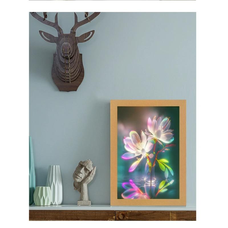 Beautiful LED Light Painting Indoor Sunlight Window Wooden Photo Light Dimming Wall Artwork Table Lamp Home Decor Night Lamp