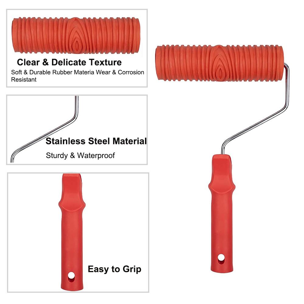 Rubber Texture Roller Brush Imitation Wood Graining Wall Painting Home Decoration Art Embossing Diy for Wall Painting Tools
