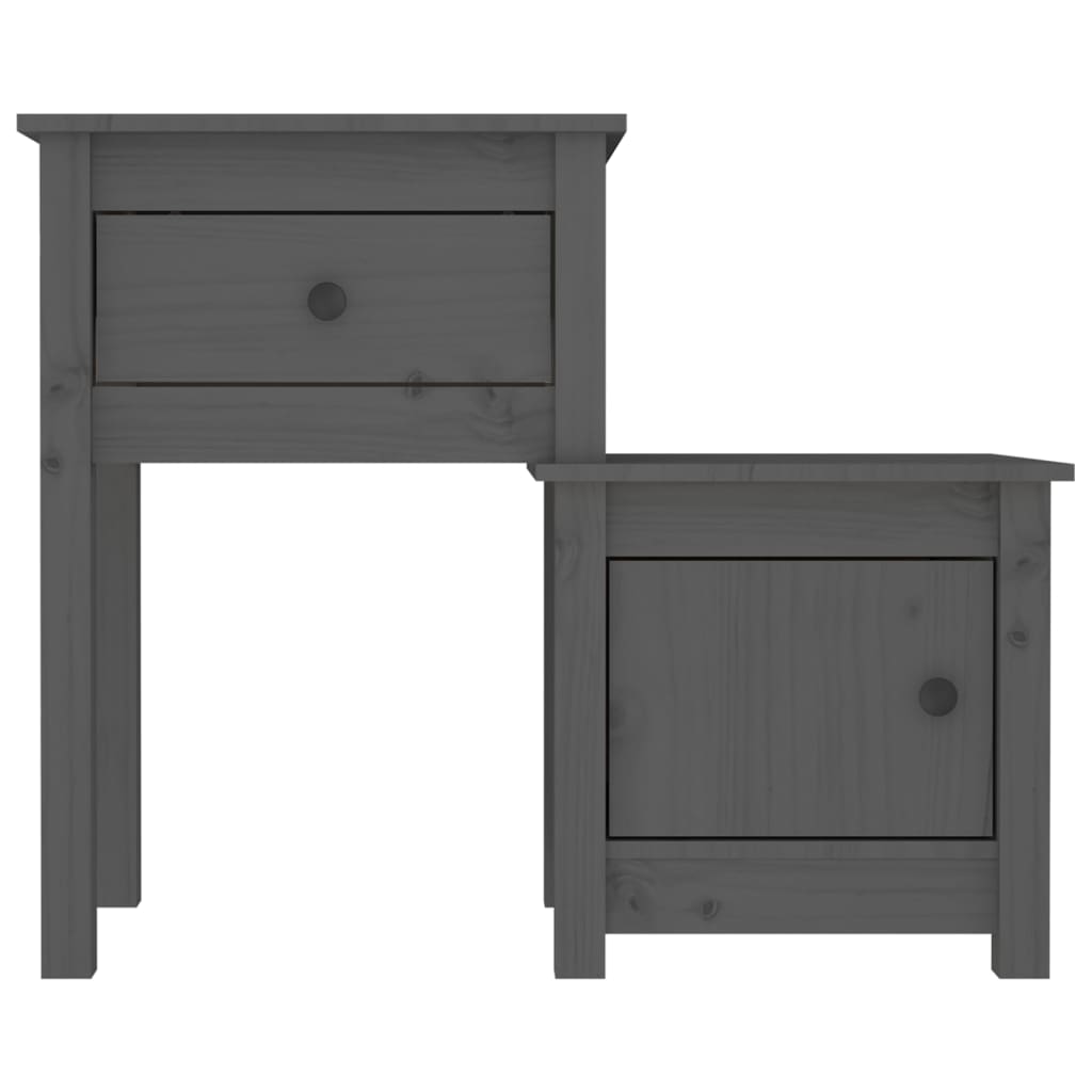 Vidaxl Szafki Nocne, 2 Szt, Szare 79,5X38X65,5 Cm, Lite Drewno Sosnowe