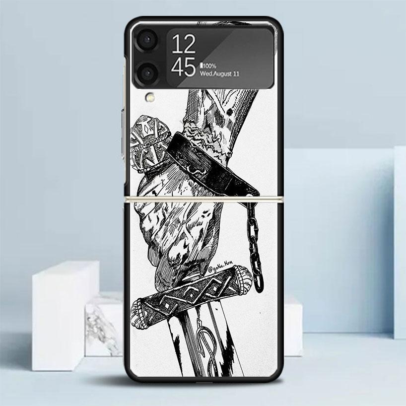 Vinland Saga Schwarze Hülle für Samsung Galaxy Z Flip 7 6 5 4 3 5G Handyhülle Flip7 Flip6 Flip5 Flip4 Flip3 Musterhülle Galaxy Z F