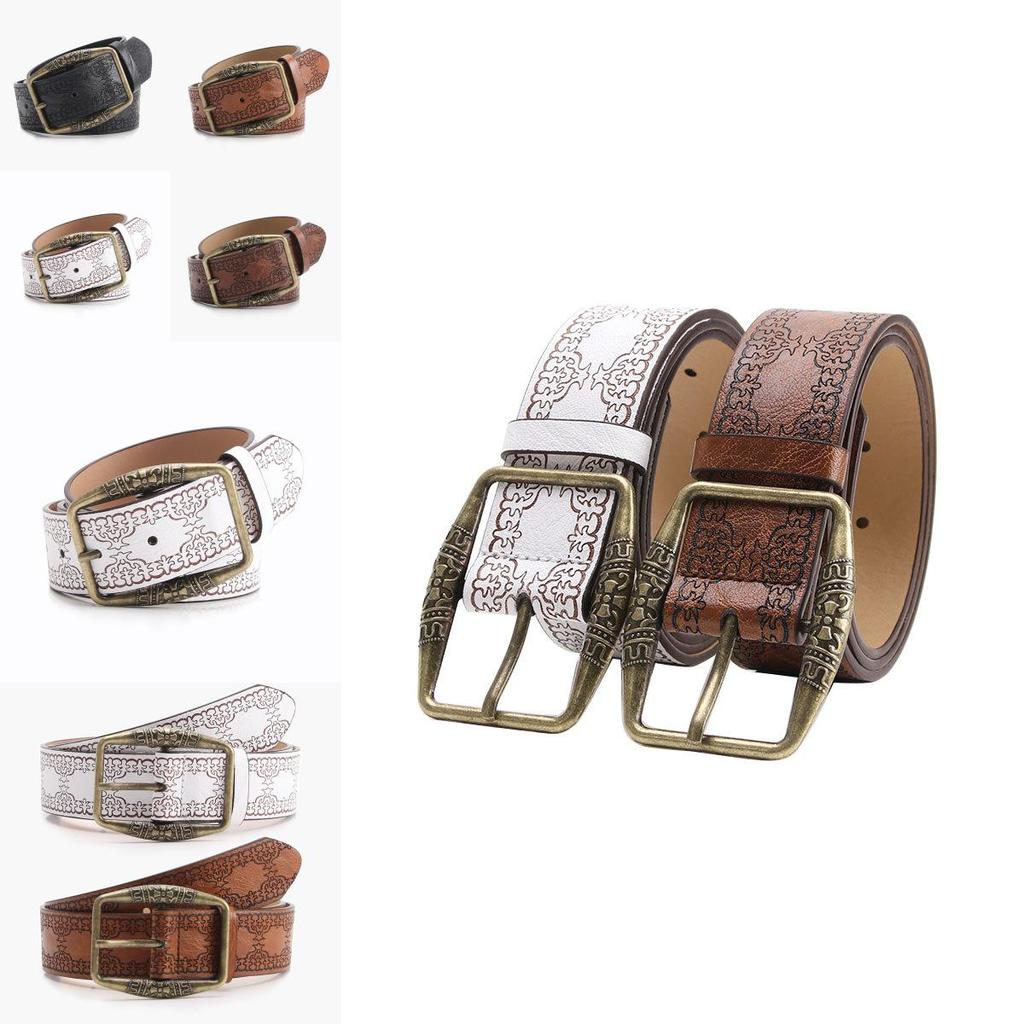 Retro Y2k Women Embossed Pu Waist Belt With Metal Pin Closure For Wear Trendy