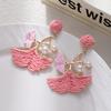 Dopamine Colored Leaves Hand-Woven Raffia Earrings Women'S Vacation Wind Sweet Temperament Unique Earrings Earrings