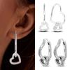 Heißer Verkauf 925 Sterlingsilber Kupfer Herz Ohrringe Passen Original Charms Creolen Für Frauen Mädchen Stecker Ohrring Feine Zirkonia Geschenke