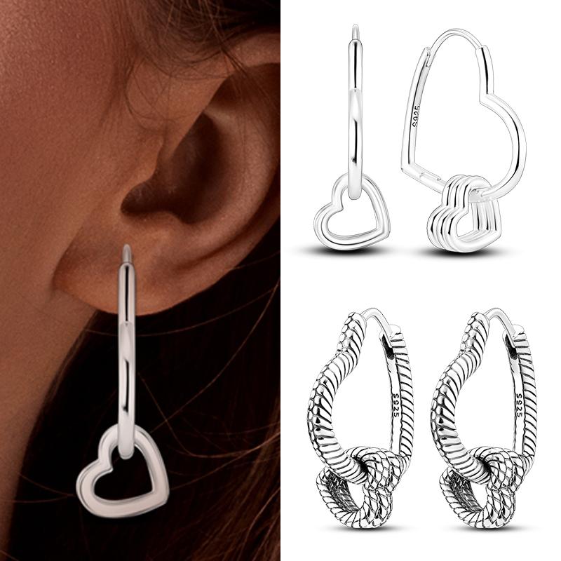 Heißer Verkauf 925 Sterlingsilber Kupfer Herz Ohrringe Passen Original Charms Creolen Für Frauen Mädchen Stecker Ohrring Feine Zirkonia Geschenke