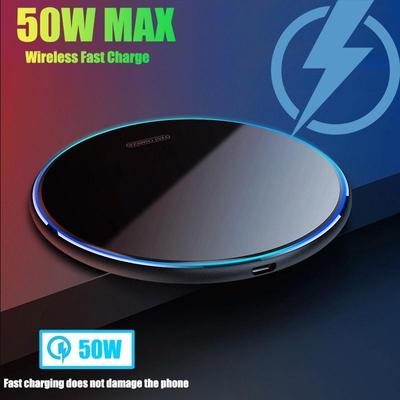 1PCS 50W Qi Wireless Charger Induction Fast Wireless Charging Pad for iPhone 14 13 12 11 Pro Max X Xr Xs 8 Samsung Galaxy S22 S20 S10 Huawei Xiaomi