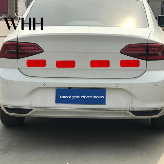 Reflective Vehicle Decals 14Pcs 3x8cm Warning Strip Tape Car Bumper Stickers Strips Secure Reflector Styling Accessories Nighttime Safety