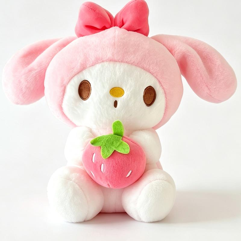 25cm Strawberry Kuromi Pillow Plush Toy Soft Stuffed Animal Strawberry Melody Figure Doll Gift For Girl Birthday Gifts