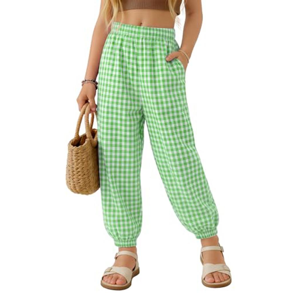 Children's Fashionable Knickers, Checkered, Loose And Casual Pants