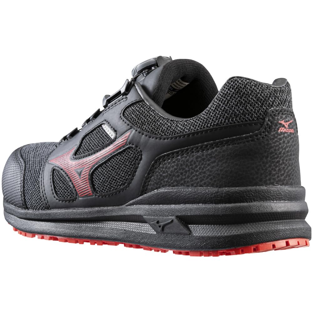 Mizuno Almighty BOA Work and Safety Black and Size 3E LS52L Men's Shoes, Red, 26.0 Cm,