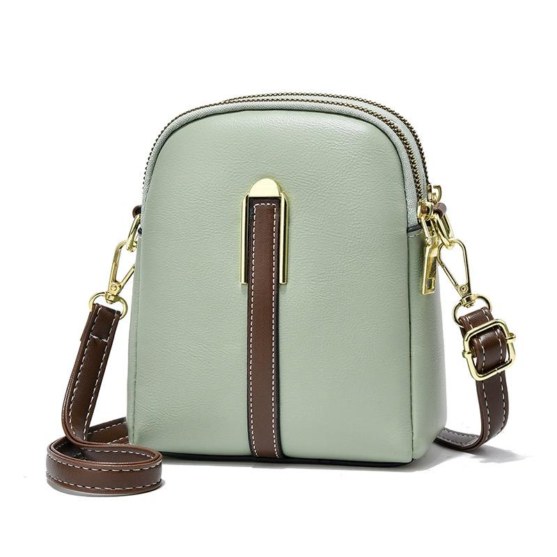 Elegant  Trendy Women’s Leather Mini Crossbody Bag Small Double Zipper Shoulder Purse With Adjustable Strap Classic Minimal Design