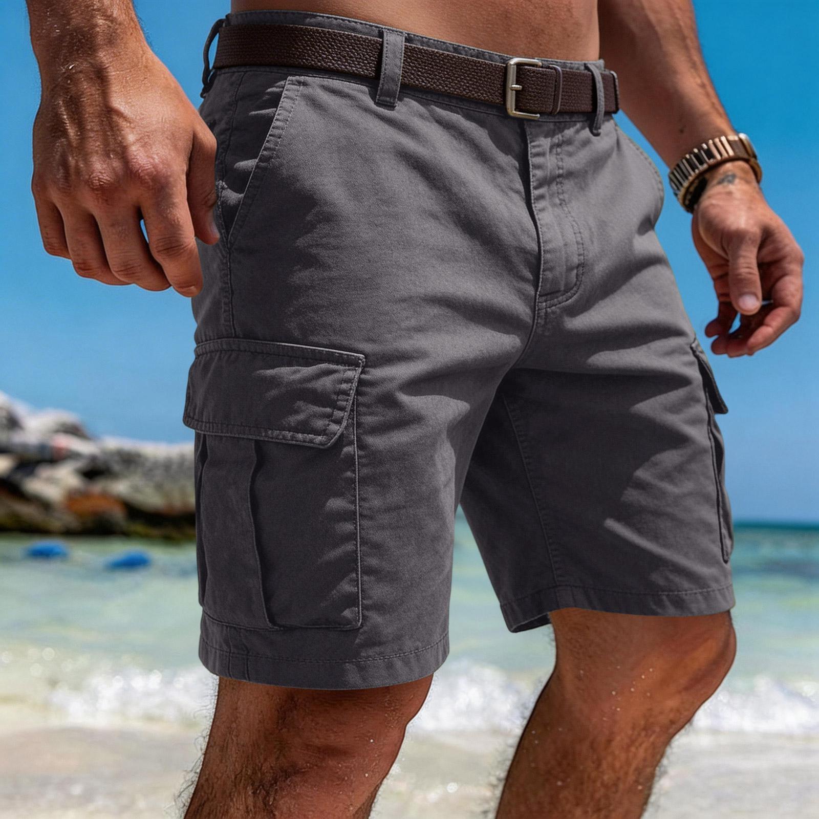 Heima B Heren Cargo Shorts met Meerdere Zakken Ontspannen Pasvorm Katoenen Casual Shorts met Riem voor Buiten Dagelijks Gebruik L