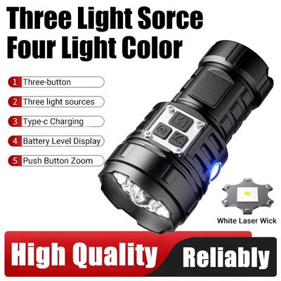 Portable LED Flashlight with Multifunctional Magnetic Cap Clip Light Type-c Rechargeable Mini Torch for Outdoor Camping