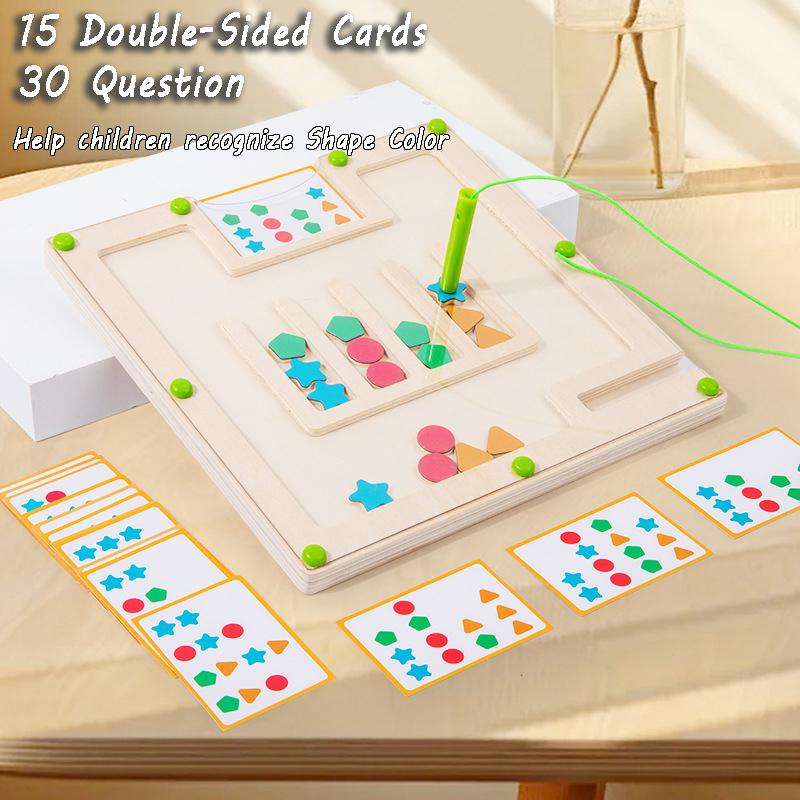 Kid Magnetic Shape Matching Maze Board Montessori Geometry Color Cognition Sorting Sensory Toy Fine Motor Skill Educational Game