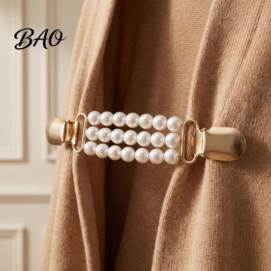 Pearl Embellished Dress Clip Vintage Sweater Clips for Women Girls, Retro Faux Pearl/Floral Cardigan Clips, Elegant Collar Waist Alteration