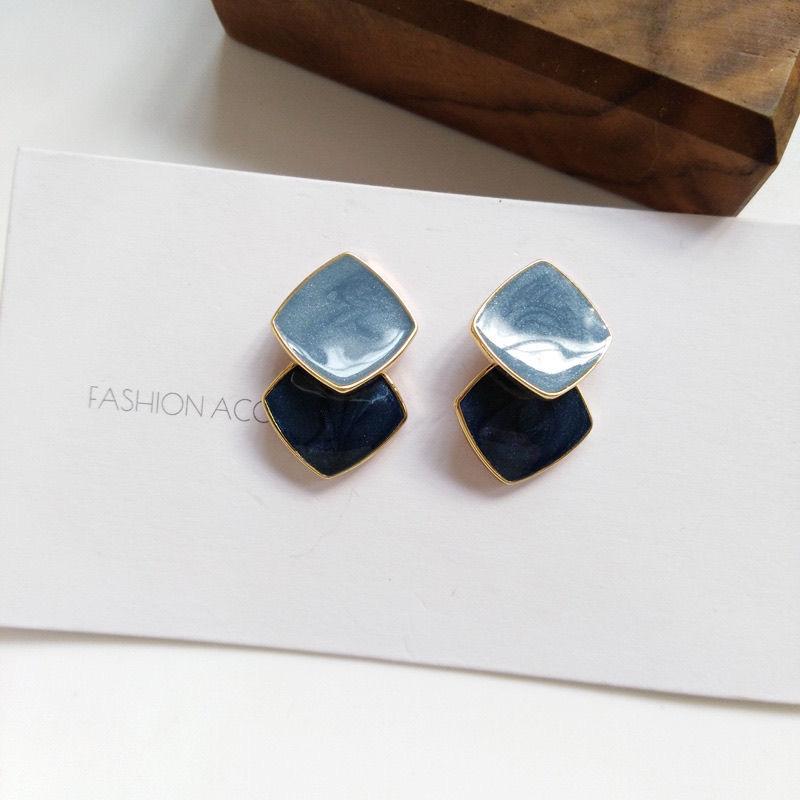 Cercei cu zirconiu negru în stil coreean pentru femei, cercei geometrici pătrați strălucitori, cu strasuri, bijuterii pentru petrecere, cadouri