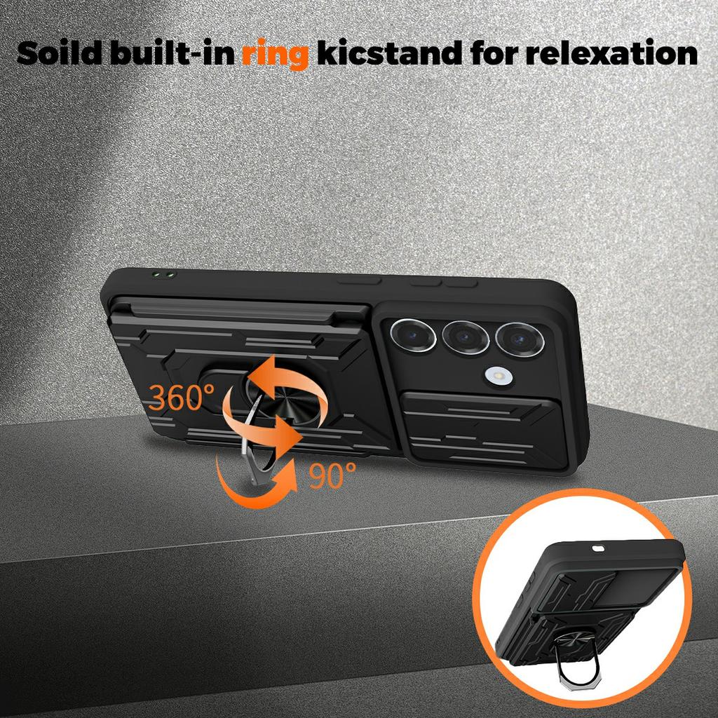 For Samsung Galaxy A37 5G Case PC + TPU Kickstand Phone Back Cover with Camera Slider
