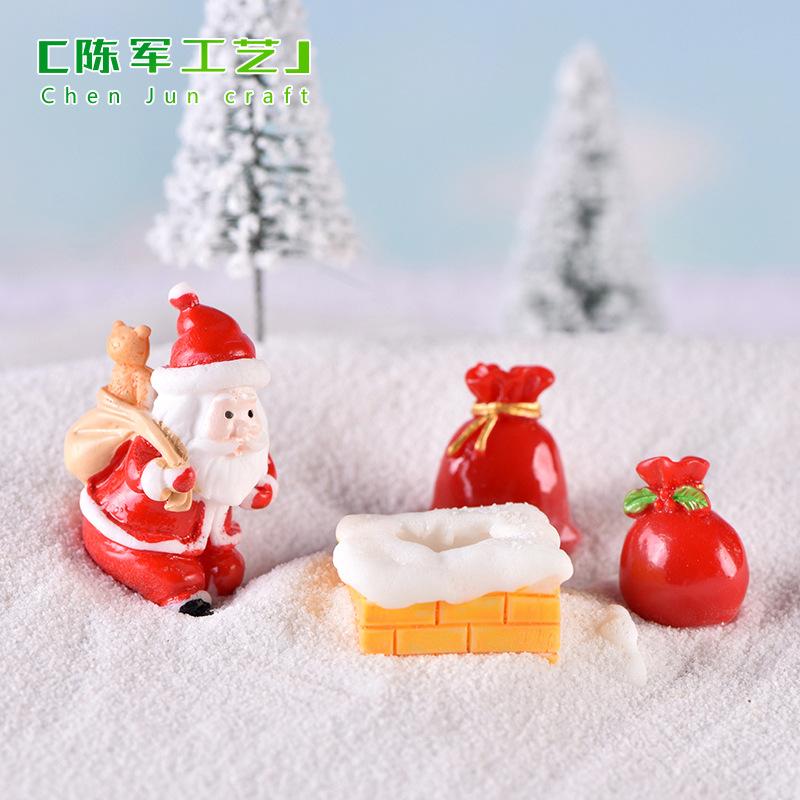 New Santa Claus snowman train micro-landscape snow scene decoration candle gift socks bell resin crafts santa number 9
