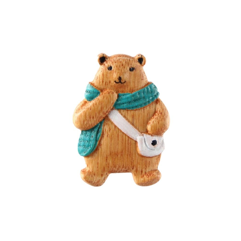 Guitar Bear Animal Pin Scarf Bear Badge Exquisite Sweater Wooden Brooch Party