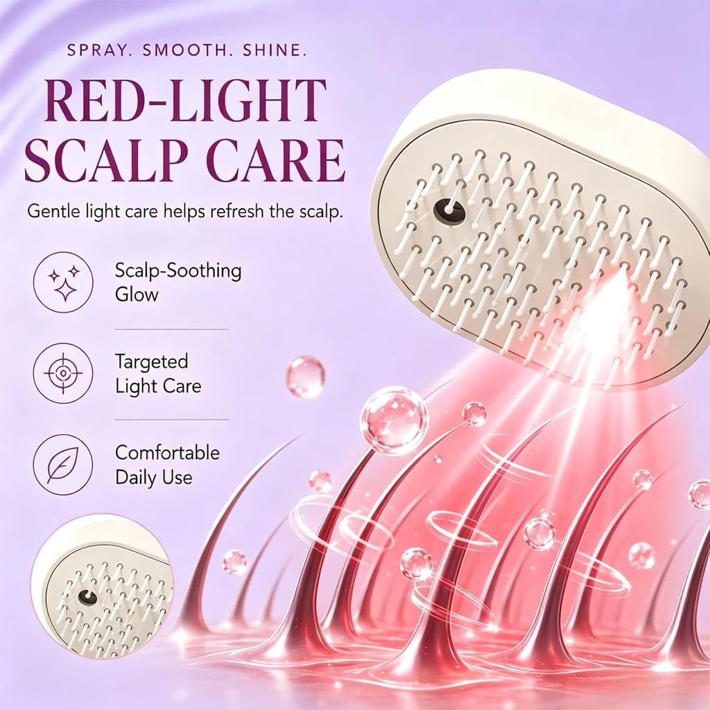 2026 Electric Spray Air Cushion Massage Hair Comb Electric Steaming Hair Straightener Brush Hair Smoothing Brush Steam Brush