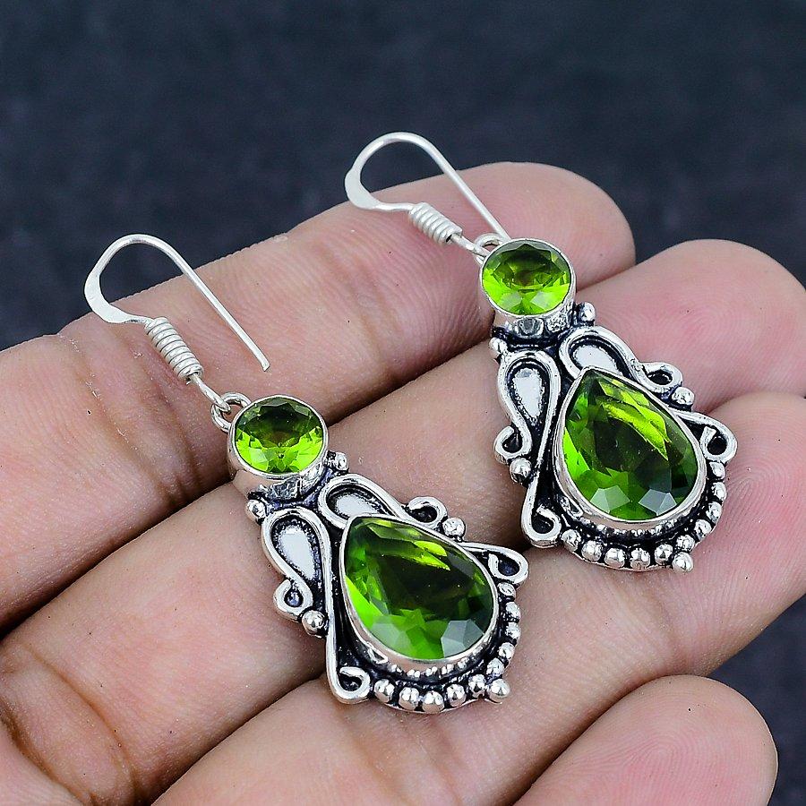 Peridot Gemstone 925 Sterling Silver Earring 1.97"