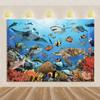 Marine Life Exploration Ocean Theme Series Birthday Party Decoration Background Cloth Gift Underwater Banner Photography Studio
