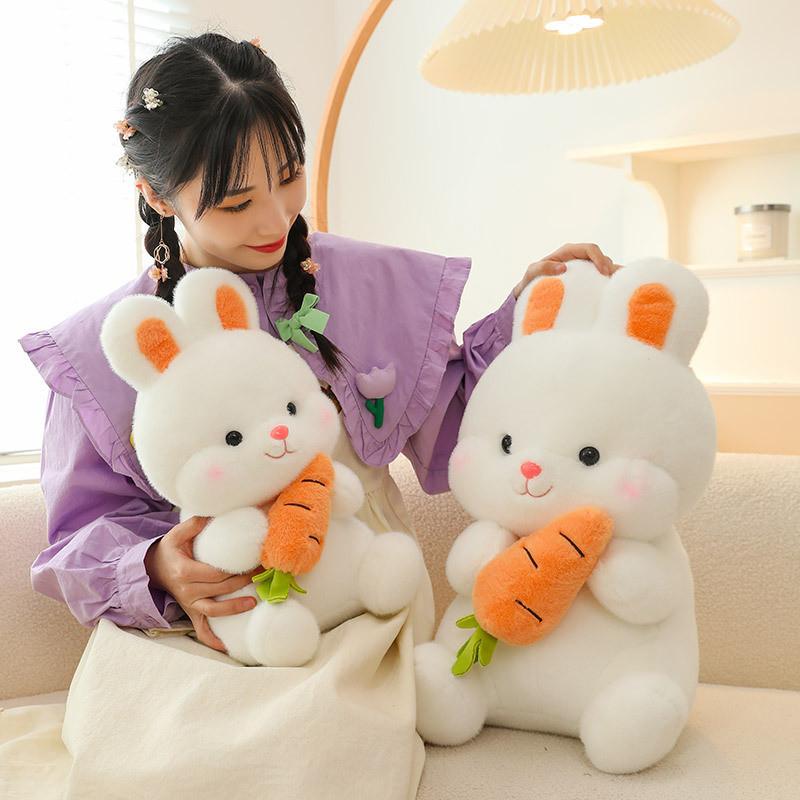 Adorable Carrot Rabbit Plush Toy Soft Stuffed Animal Pillow Cute Bunny Doll Birthday Gift For Girls