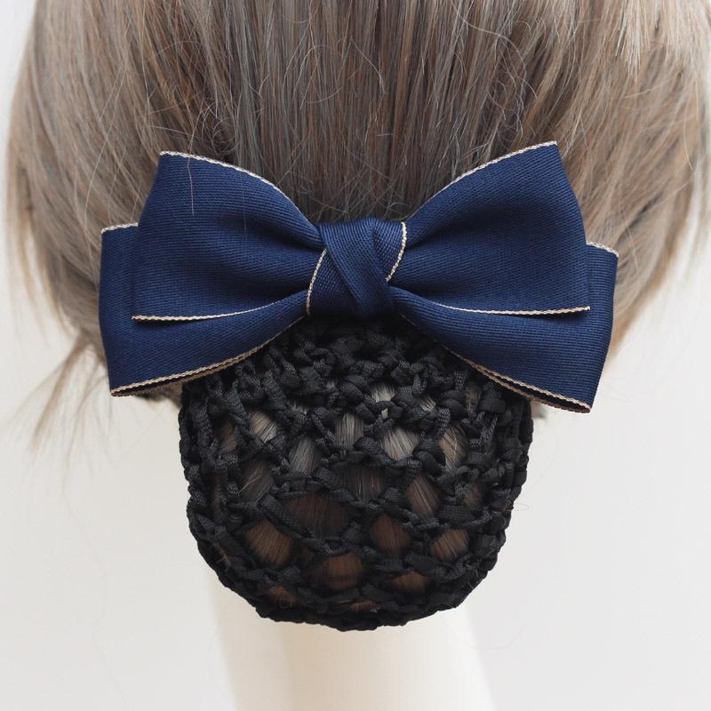 Women's Professional Hair Net Bow Clip for Work: Ideal for Hotel, Bank, Nurse, Flight Attendant, and Updo Styles.