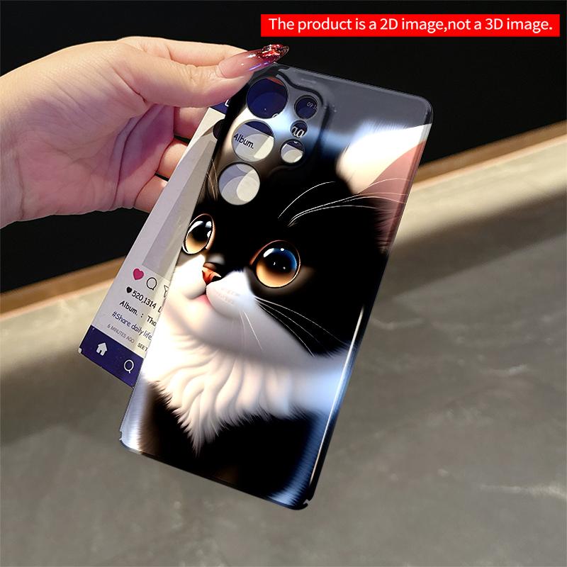 2DFlat Samsung phone case Black and White Kitten with Big Eyes Phone Case Applicable to Galaxy S23 S24 S25ULTRA S26 A12 A14 A15 A16 A54 A55