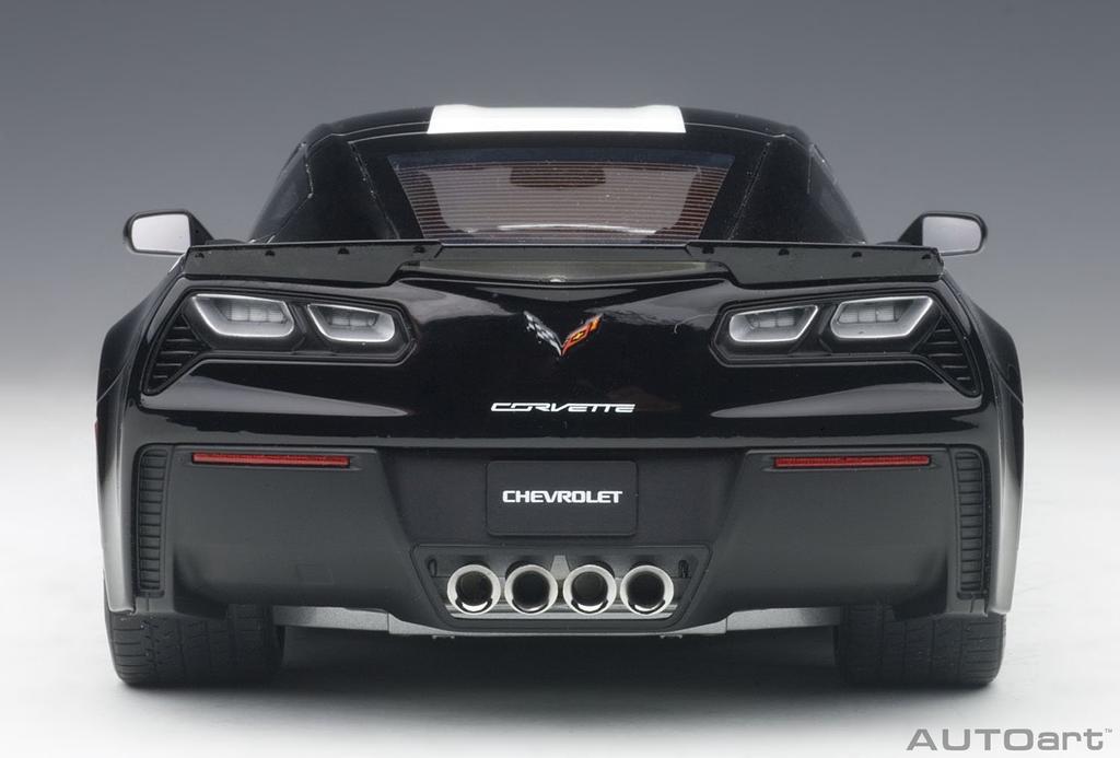 AUTOart Chevrolet Corvette C7 GranSport Streifen Gelb Hashmark 1/18 Schwarz/Weiß